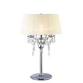 Photograph: Diyas Olivia IL30062/CR Polished Chrome 3 Light Crystal Table Lamp Complete With Ivory Cream Shade