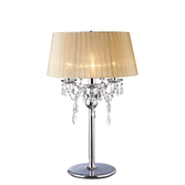 Photograph: Diyas Olivia IL30062/SB Polished Chrome 3 Light Crystal Table Lamp Complete With Soft Bronze Shade