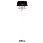 Photograph: Diyas Olivia IL30063/BL Polished Chrome 3 Light Crystal Floor Lamp Complete With Black Shade