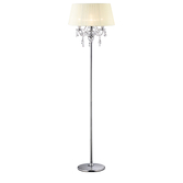 Photograph: Diyas Olivia IL30063/CR Polished Chrome 3 Light Crystal Floor Lamp Complete With Ivory Cream Shade