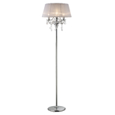 Photograph: Diyas Olivia IL30063/WH Polished Chrome 3 Light Crystal Floor Lamp Complete With White Shade