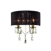 Photograph: Diyas Olivia IL30064/BL Antique Brass 2 Light Crystal Wall Light Complete With Black Shade