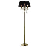 Photograph: Diyas Olivia IL30066/BL Antique Brass 3 Light Crystal Floor Lamp Complete With Black Shade