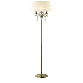 Photograph: Diyas Olivia IL30066/CR Antique Brass 3 Light Crystal Floor Lamp Complete With Cream Shade