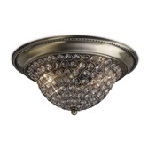 Photograph: Diyas Paloma IL31131 Antique Brass 2 Light Flush Crystal Ceiling Light