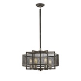 Photograph: Diyas Parker IL31692 Weathered Zinc/Brushed Nickel 6 Light Pendant