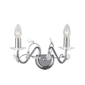 Photograph: Diyas Willow IL31212 Polished Chrome 2 Light Crystal Wall Light - Fitting Only