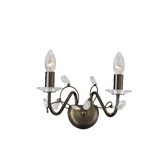 Photograph: Diyas Willow IL3122 Antique Brass 2 Light Crystal Wall Light - Fitting Only