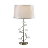 Photograph: Diyas Willow IL31220/WH Antique Brass Crystal Table Lamp Complete With White Shade