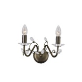 Photograph: Diyas Willow IL31222 Antique Brass 2 Light Crystal Wall Light