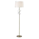 Photograph: Diyas Willow IL31224/WH Antique Brass Crystal Floor Lamp Complete With White Shade