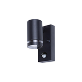 Photograph: Downward Facing Outdoor Wall Light In Black Complete With Pir - IP65