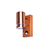 Photograph: Downward Facing Outdoor Wall Light In Copper Complete With Pir - IP65