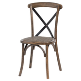 Photograph: Elm Wood Dining Chair With Metal Cross Back