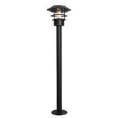 Photograph: Elstead Helsingor Black Bollard Light With Clear Glass- IP44 - Coastal Suitable