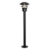 Photograph: Elstead Helsingor Black Bollard Light With Pir Sensor And Clear Glass- IP44 - Coastal Suitable