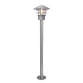 Photograph: Elstead Helsingor Silver Bollard Light With Clear Glass- IP44 - Coastal Suitable