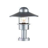 Photograph: Elstead Klampenborg Silver Outdoor Pedestal Light With Clear Glass - IP44 - Coastal Suitable