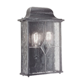 Photograph: Elstead Wexford Aluminium 2 Light Outdoor Wall Light Complete With Leaded Glass - IP23