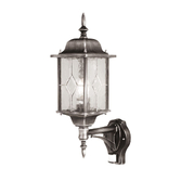 Photograph: Elstead Wexford Upward Facing Black/Silver Outdoor Lantern Light With Pir Sensor And Glass Lenses - IP44