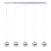 Photograph: Everly Polished Chrome 5 Light Led Linear Bar Pendant - 3000K