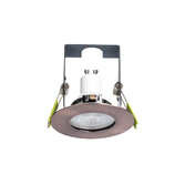 Photograph: Evofire Midi Ultra Slim 85mm Copper Finish Fixed Fire Rated Ip65 Downlight With Insulation Guard - 70mm Cut Out  - Gu10