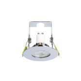 Photograph: Evofire Midi Ultra Slim 85mm Polished Chrome Fixed Fire Rated Ip65 Downlight With Insulation Guard - 70mm Cut Out  - Gu10