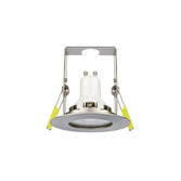 Photograph: Evofire Midi Ultra Slim 85mm Satin Nickel Fixed Fire Rated Ip65 Downlight With Insulation Guard - 70mm Cut Out  - Gu10 - 3 Pack