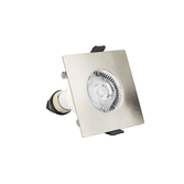 Photograph: Evofire Midi Ultra Slim 85mm Satin Nickel Square Fixed Fire Rated Ip65 Downlight - 70mm Cut Out  - Gu10