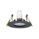 Photograph: Evofire Midi Ultra Slim 92mm Black Round Fixed Fire Rated Ip65 Downlight - 70-85mm Cut Out  - Gu10