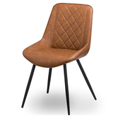 Photograph: Faux Leather Tan Coloured Dining Chair With Diamond Stitch