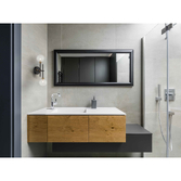 Photograph: Franklite Abstraction Matt Black And Brushed Brass 2 Light Bathroom Wall Sconce - IP44