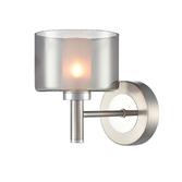 Photograph: Franklite Argento Satin Nickel/Chrome Single Wall Light Complete With Smoked Glass With Frosted Inner