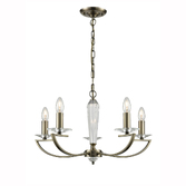 Photograph: Franklite Artemis Bronze 5 Light Chandelier Complete With Crystal Sconces