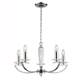 Photograph: Franklite Artemis Polished Chrome 5 Light Chandelier Complete With Crystal Sconces