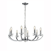 Photograph: Franklite Artemis Polished Chrome 8 Light Chandelier Complete With Crystal Sconces