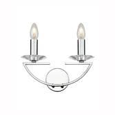 Photograph: Franklite Artemis Polished Chrome Double Wall Light Complete With Crystal Sconces