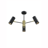 Photograph: Franklite Aspect Black And Gold 3 Light Semi-Flush Spotlight