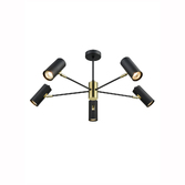 Photograph: Franklite Aspect Black And Gold 5 Light Semi-Flush Spotlight