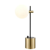 Photograph: Franklite Axle Dimmable Table Lamp In Matt Black & Aged Brass With Opal Glass Globe