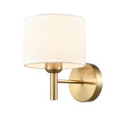 Photograph: Franklite Barolo Single Wall Light In Aged Brass With Cream Fabric Shade