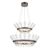 Photograph: Franklite Beatrice Large Two Tier Brushed Bronze Dimmable Led Pendant Light - 3000K