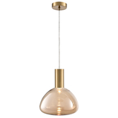 Photograph: Franklite Beau Brushed Brass 1 Light Cluster Pendant Complete With Amber Bowl Glass - Bespoke - Assemble On Site