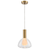 Photograph: Franklite Beau Brushed Brass 1 Light Cluster Pendant Complete With Clear Bowl Glass/Frosted Inner - Bespoke - Assemble On Site
