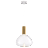 Photograph: Franklite Beau Matt White 1 Light Pendant With Brushed Brass Cylinder Complete With Clear Glass - Bespoke - Assemble On Site