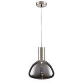 Photograph: Franklite Beau Satin Nickel 1 Light Pendant Complete With Smoked Bowl Glass - Bespoke - Assemble On Site