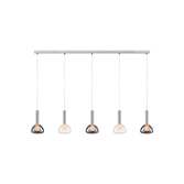 Photograph: Franklite Beau Satin Nickel 5 Light Bar Island Pendant Complete With Smoked And Clear Bowl Glasses/Frosted Inners - Bespoke - Assemble On Site