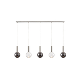 Photograph: Franklite Beau Satin Nickel 5 Light Bar Island Pendant Complete With Smoked And Clear Round Glasses/Frosted Inners - Bespoke - Assemble On Site