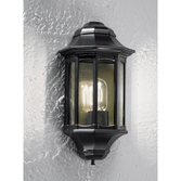 Photograph: Franklite Boulevard Matt Black Exterior Flush Wall Lantern Complete With Smoke Panels