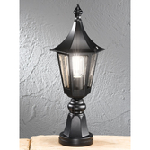 Photograph: Franklite Boulevard Matt Black Exterior Pedestal Lamp Complete With Smoke Panels